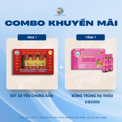 COMBO SET 10 YẾN CHƯNG SẴN TẶNG NƯỚC ĐÔNG TRÙNG HẠ THẢO COCOGI